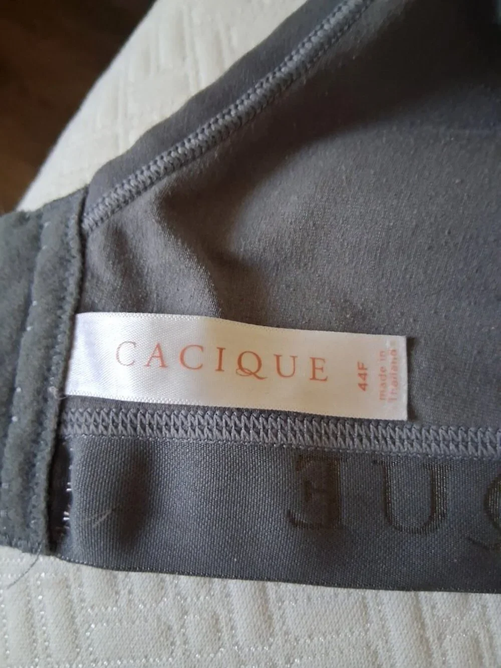 Cacique lightly lined no wire gray pink lace bra 44F (DDD)